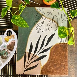 Boho minimalist canvas hand painted set 2 pc